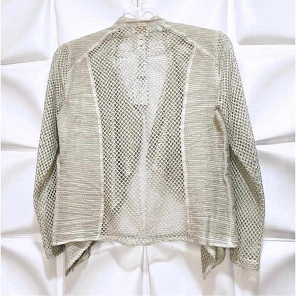 Chico's 0 Sz S Beige Green Mesh Open Draped Jacket NEW - Picture 7 of 8